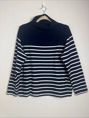 Pure Collection Size 18 Navy & White Nautical Stripe 100% Cotton Pullover Top